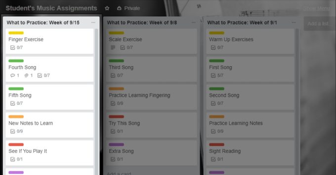 Trello Piano Sheets